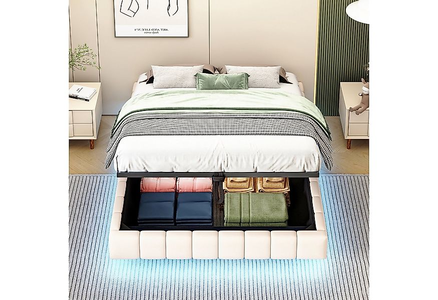 HAUSS SPOLE Polsterbett 140x200 cm, Hydraulischer Schwebebett mit LED-Licht günstig online kaufen