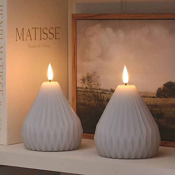 2er Set TruGlow® LED-Echtwachskerzen mit Fernbedienung im Birnen-Design in günstig online kaufen