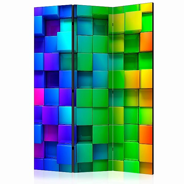 3-teiliges Paravent - Colourful Cubes [room Dividers] günstig online kaufen