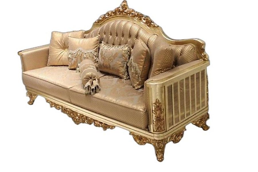 Xlmoebel 3-Sitzer Elegantes 3er-Sofa Textil Gold Design Möbel Chesterfield, günstig online kaufen