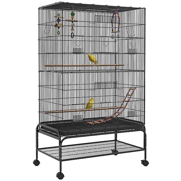 PawHut Vogelkäfig Vogelvoliere mit Sitzstangen Vogelbauer, mit Ablage, Roll günstig online kaufen