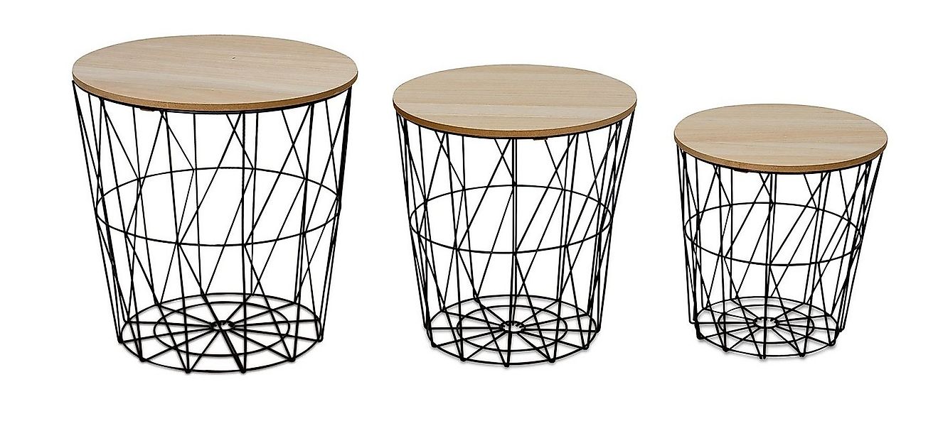 Levandeo® Couchtisch, 3er Set Beistelltisch Metall Metallkorb Drahtkorb Sch günstig online kaufen