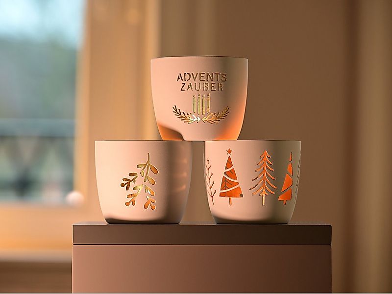 Giftcompany Windlicht Madras Windlicht M Mistelzweig weiß/gold 8,5cm günstig online kaufen