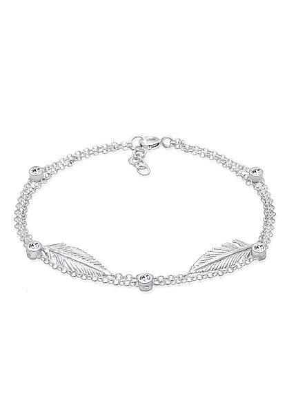 Elli Armband "Feder Layer Kristalle 925er Silber" günstig online kaufen