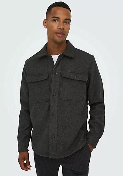 ONLY & SONS Langarmhemd ONSASH OVR WOOLEN LOOK PKT LS SHIRT NOOS günstig online kaufen