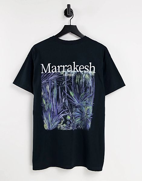 Vintage Supply – T-Shirt in Schwarz mit „Marrakesh“-Print hinten günstig online kaufen