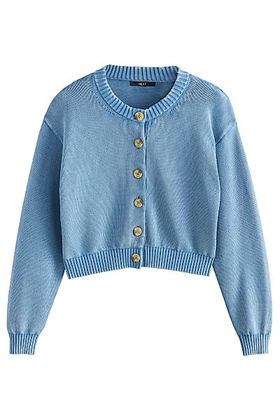 Next Strickjacke Gewaschene Rundhals-Strickjacke aus Baumwolle günstig online kaufen
