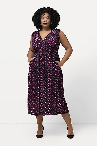 Ulla Popken Maxikleid Jerseykleid Punkte A-Linie V-Ausschnitt ärmellos günstig online kaufen