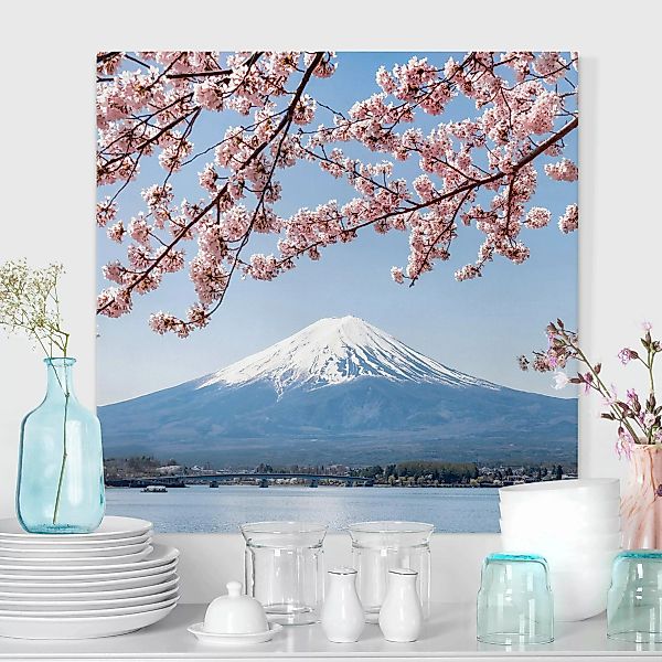 Leinwandbild Kirschblüten mit Berg Fuji günstig online kaufen