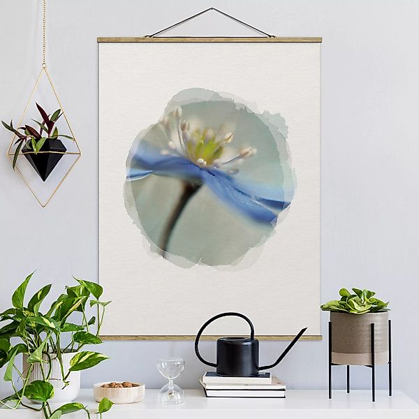Stoffbild Blumen mit Posterleisten - Hochformat Wasserfarben - Tanzende Ane günstig online kaufen