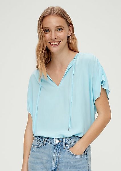 QS Kurzarmbluse Viskosebluse mit Raffung Raffung günstig online kaufen