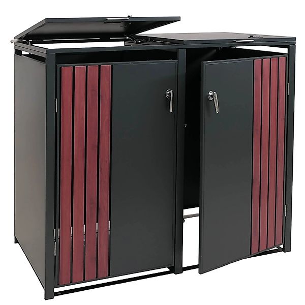 Proregal 2er-Mülltonnenverkleidung Mit Deckel HxBxT 122x132x84 cm Anthrazit günstig online kaufen