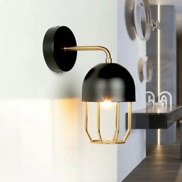 Wandleuchte Schwarz Gold E14 Metall Loft Design QUINN günstig online kaufen
