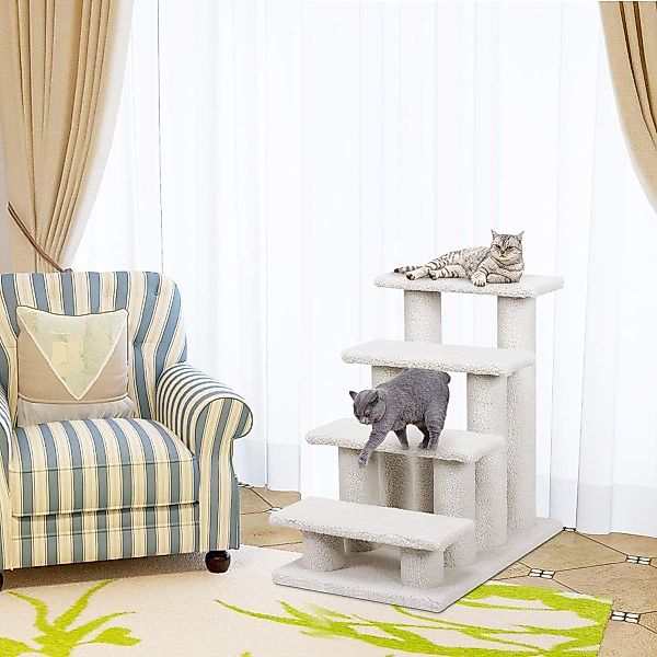 KOMFOTTEU Haustiertreppe Katzentreppe, Spielbaum, beige günstig online kaufen