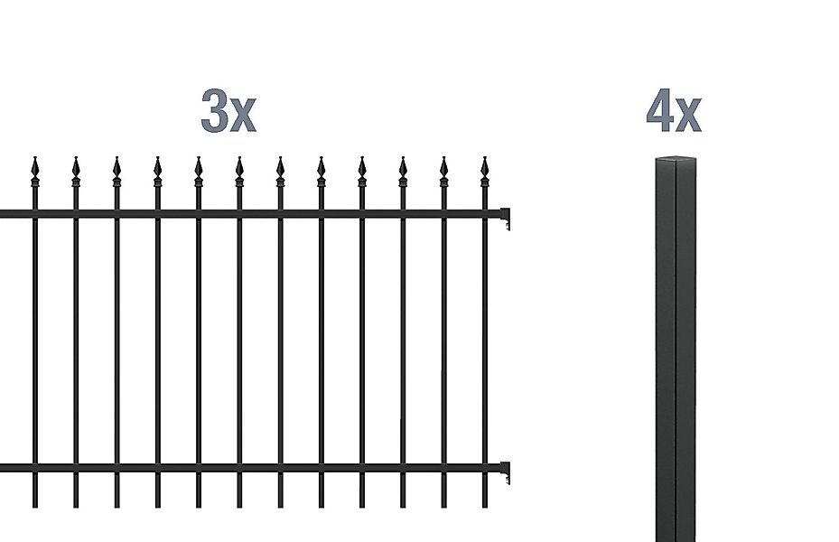 Alberts Metallzaun Zaun-Set Chaussee,matt-sw,zE1200/6, Zaun-Set Chaussee,ma günstig online kaufen