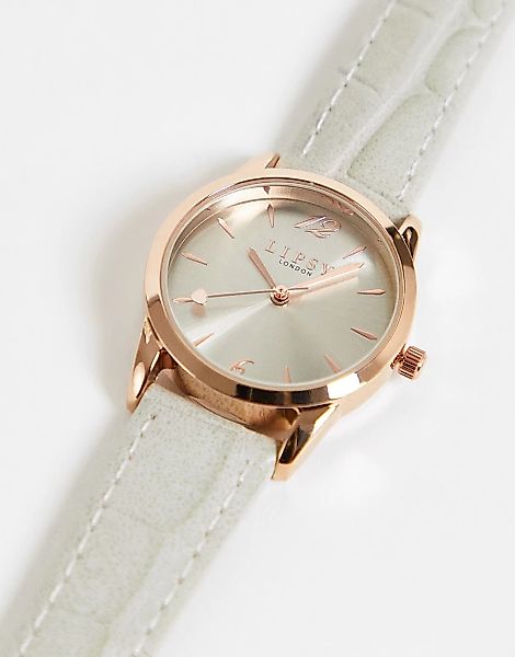 Lipsy – Armbanduhr in Silber- und Roségold mit Lederarmband günstig online kaufen
