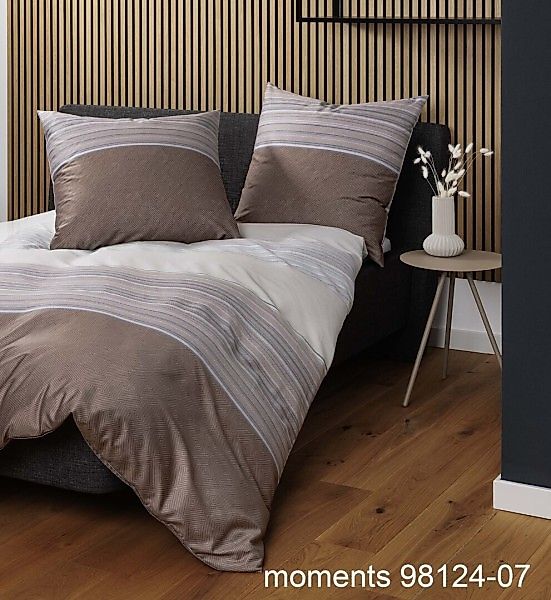 Janine Janine Mako-Satin Bettwäsche moments 98124 beige grau Größe:  135x20 günstig online kaufen