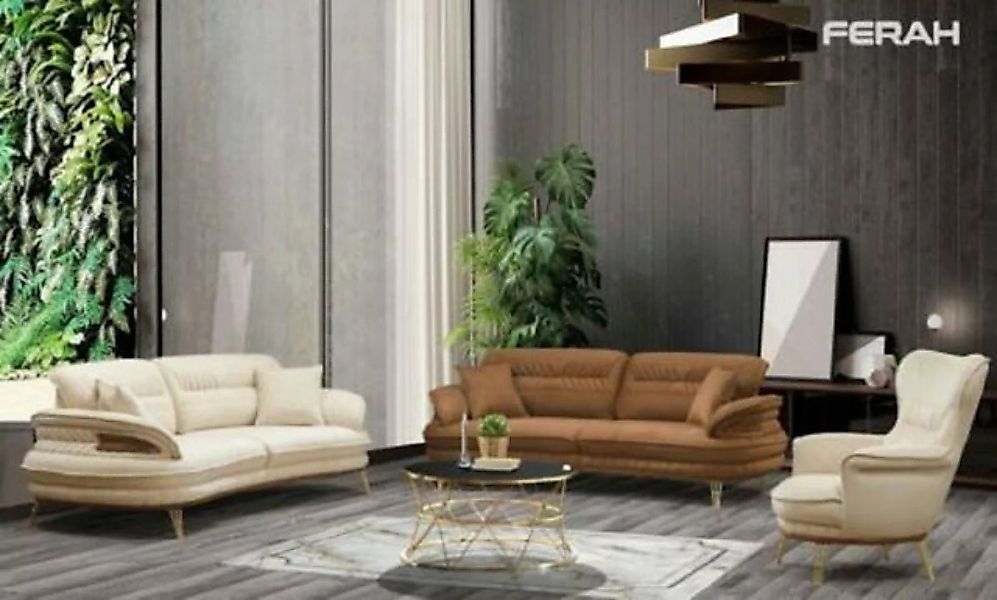 JVmoebel Sofa Luxus Sofagarnitur 3+3+1 Sitzer Sofa Sofas Sessel Klassisches günstig online kaufen