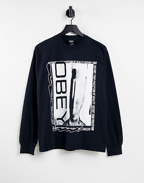Obey – Langärmliges Oversize-Shirt mit Print auf Vorder- und Rückseite-Schw günstig online kaufen