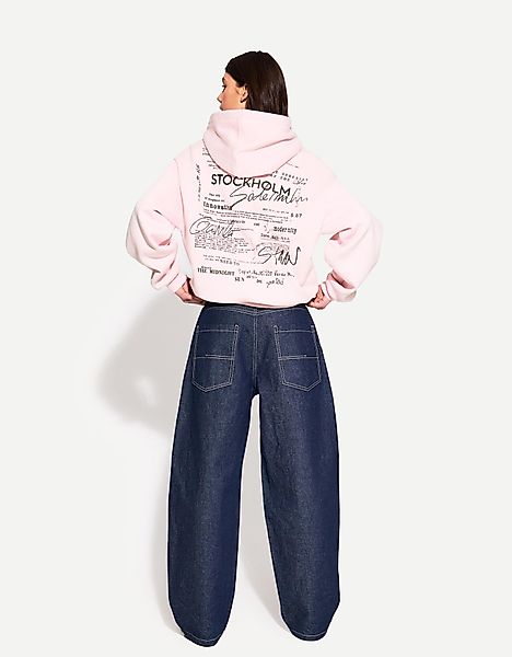 Bershka Hoodie Mit Print Damen 10-12 Rosa günstig online kaufen