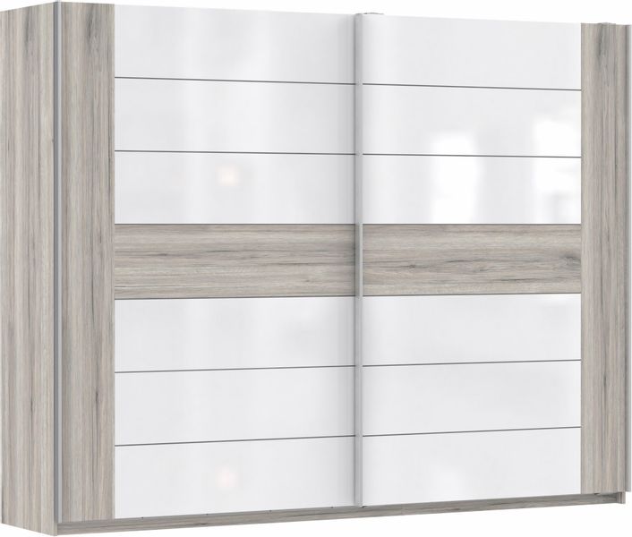 FORTE Schwebetürenschrank "Rondino" mit weißen Hochglanz-Absetzungen günstig online kaufen