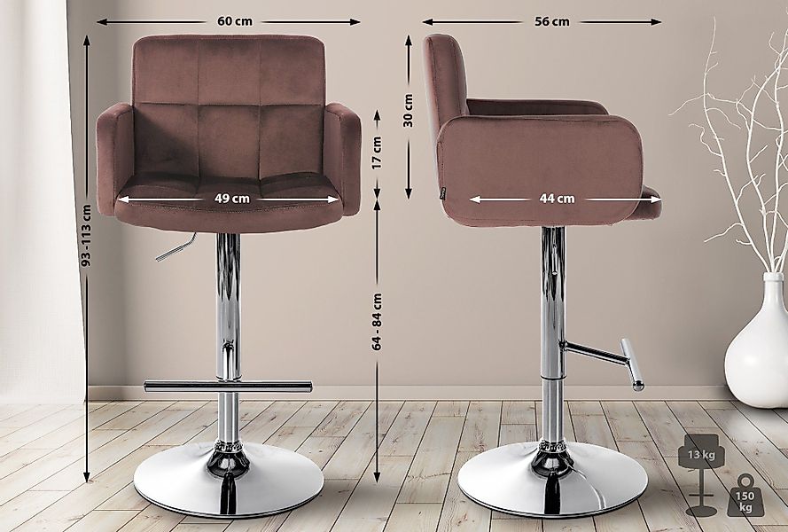 CLP Barhocker Los Angeles Samt, höhenverstellbar günstig online kaufen