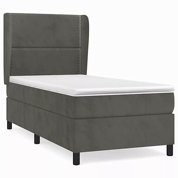 furnicato Bett Boxspringbett mit Matratze Dunkelgrau 90x200 cm Samt (1-tlg) günstig online kaufen