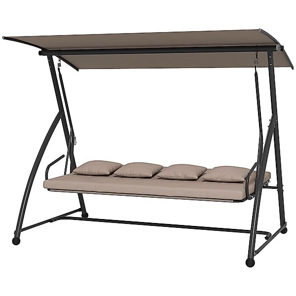 Outsunny 2 in 1 Hollywoodschaukel mit Liegefunktion, 3-Sitzer Gartenschauke günstig online kaufen