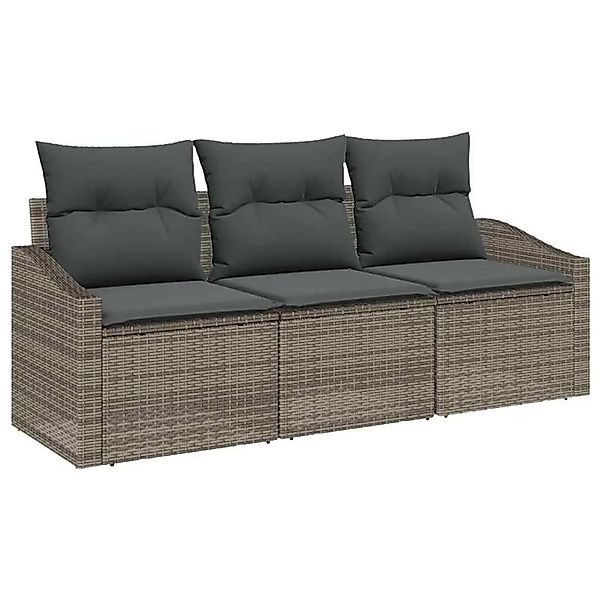 vidaXL Gartensofa-set mit Kissen mit Speicher 3-Tlg Grau Poly-Rattan 335524 günstig online kaufen