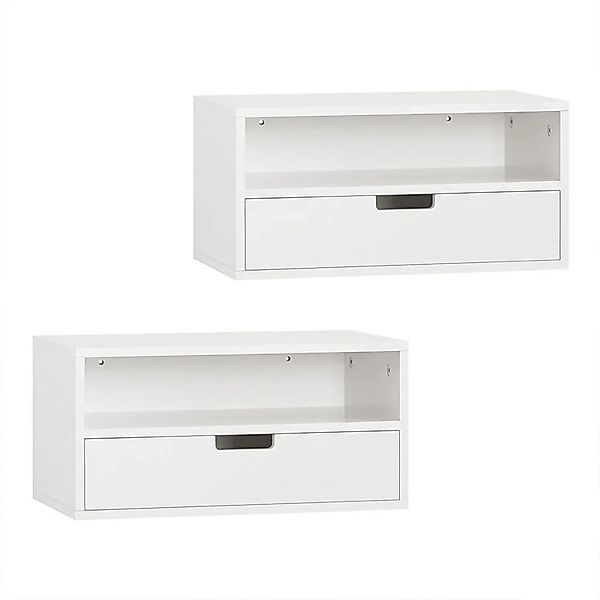 SoBuy 2er Set Schwebender Nachttisch Wandschrank mit Schublade 45x22x25cm W günstig online kaufen