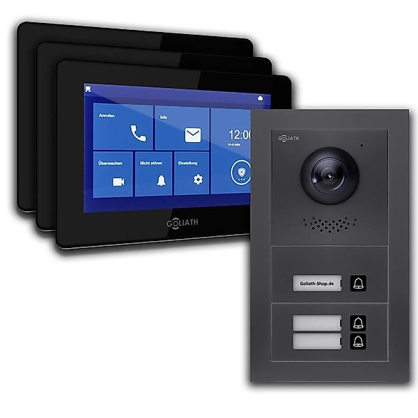 Goliath Basic Line 3-Familienhaus Video Türsprechanlage Monitor Schwarz - A günstig online kaufen