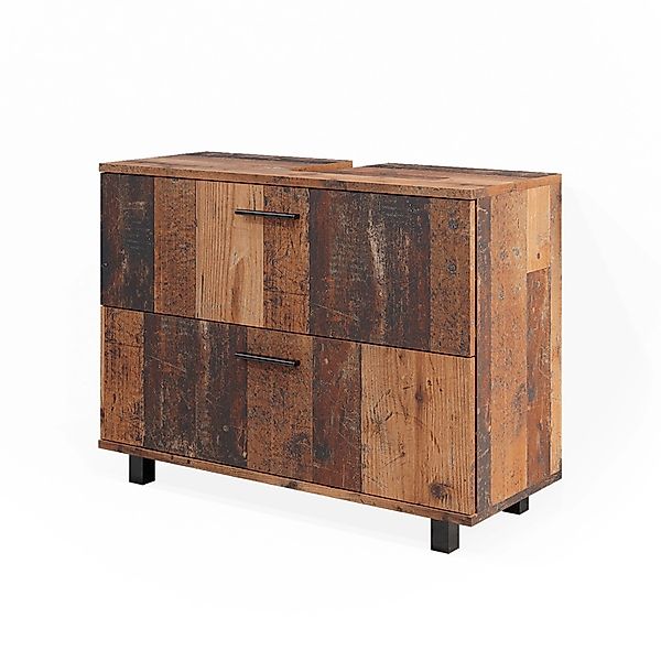 Vicco Waschbeckenunterschrank Ilias Eiche Rustikal 80 x 61 cm mit 2 Schubla günstig online kaufen