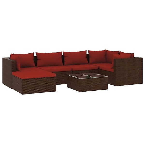 vidaXL 7-tlg Garten-Lounge-Set mit Kissen Poly Rattan Braun Modell 20 günstig online kaufen