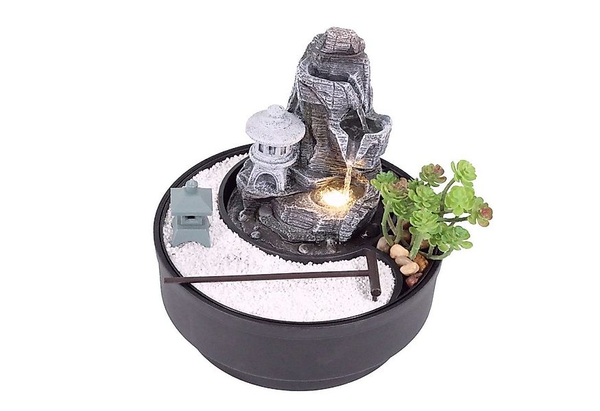 Lemodo Zimmerbrunnen Tischbrunnen mit Zen-Garten, Pumpe mit LED-Beleuchtung günstig online kaufen