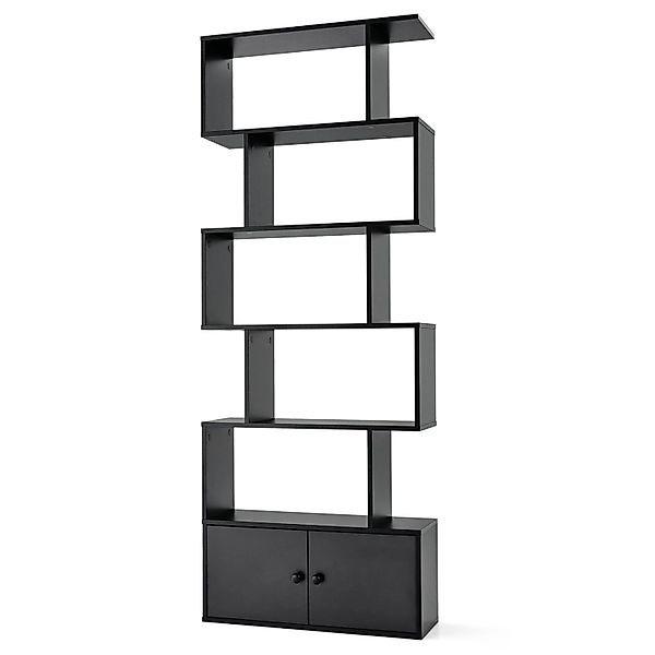 Costway Bücherregal mit Türen Standregal 183 x 70 x 23 cm Schwarz günstig online kaufen