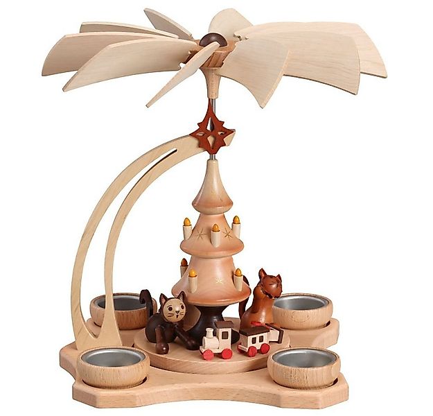 Zeidler Holzkunst Weihnachtspyramide Tischpyramide natur, spielende Katzen, günstig online kaufen
