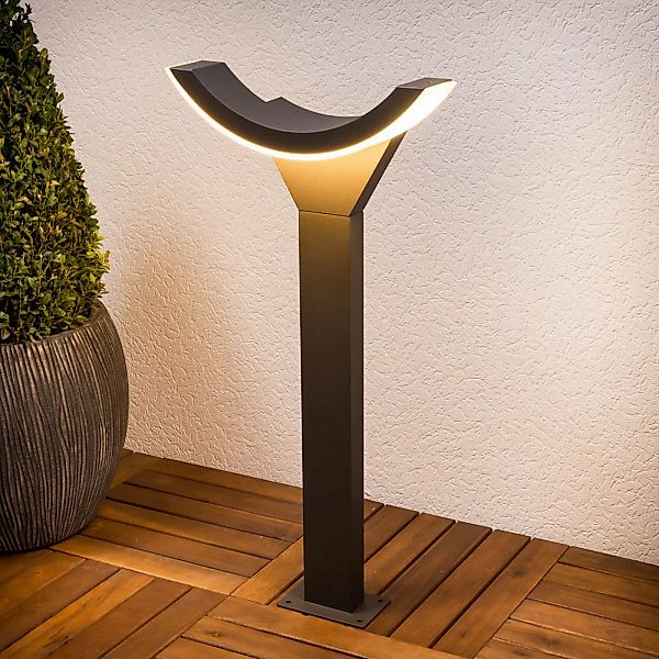 Lucande LED-Wegeleuchte Half, 60 cm, anthrazit, Metall, IP54 günstig online kaufen