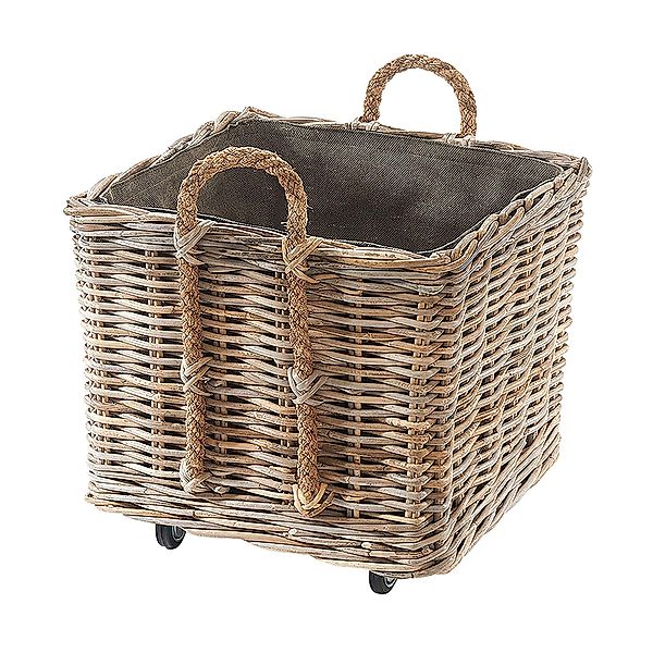 Kobolo Kaminholzkorb Kaminholzkorb aus grauem Rattan günstig online kaufen