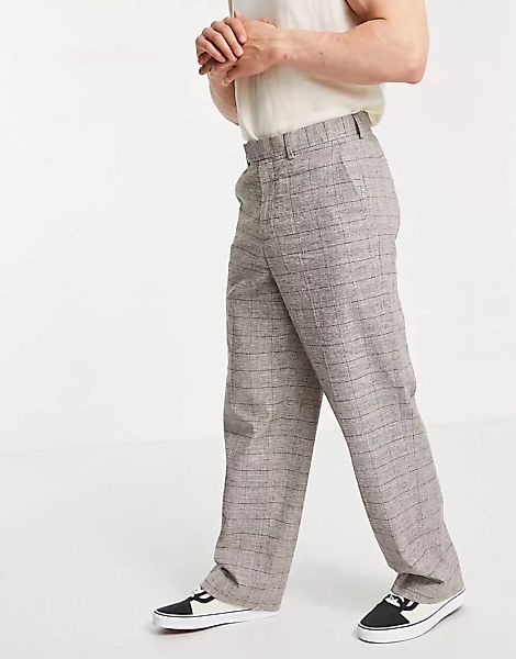 ASOS DESIGN – Elegante Hose mit extrem weitem Schnitt in Braun mit Prince O günstig online kaufen