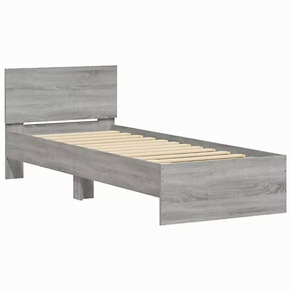 vidaXL Bett Bettgestell mit Kopfteil und LED-Leuchten Grau Sonoma 75x190 cm günstig online kaufen