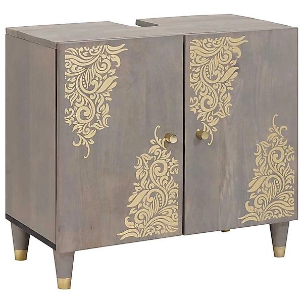 vidaXL Waschbeckenunterschrank Grau 62 x 33 x 58 cm Massivholz Mango 401879 günstig online kaufen