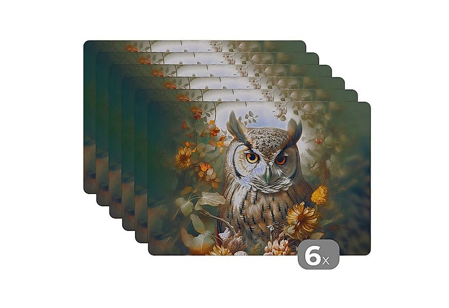 MuchoWow Platzset Eule - Vögel - Blumen - Natur, (6-St), Platzsets, Tischse günstig online kaufen