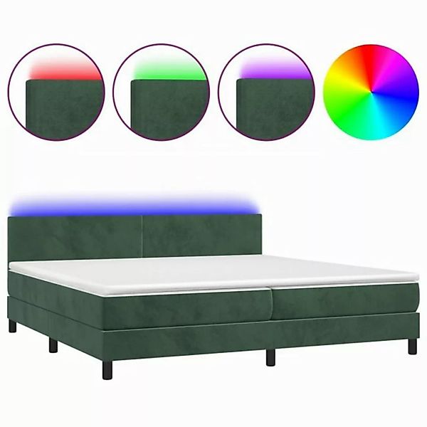 vidaXL Boxspringbett Boxspringbett mit Matratze LED Dunkelgrün 200x200 cm S günstig online kaufen