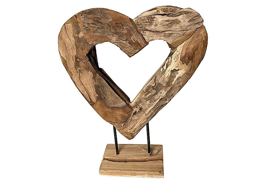 Deko AS Dekoobjekt Herz-Skulptur auf Ständer - Teakholz - 47x37 cm hoch (1 günstig online kaufen