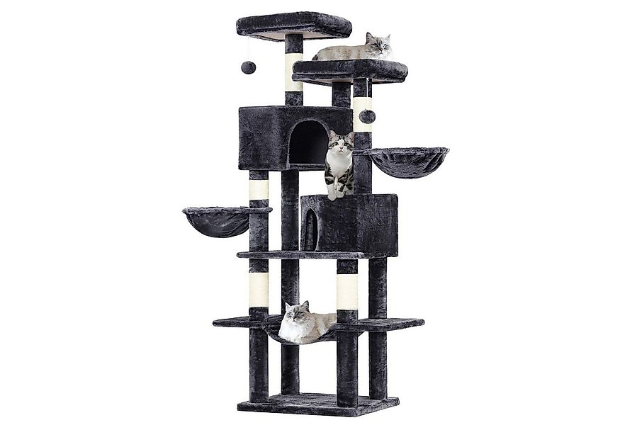 MSMASK Kratzbaum mit Sisalstämme, 2 Plattformen, 2 Katzenhöhlen, 2 Körbe, H günstig online kaufen