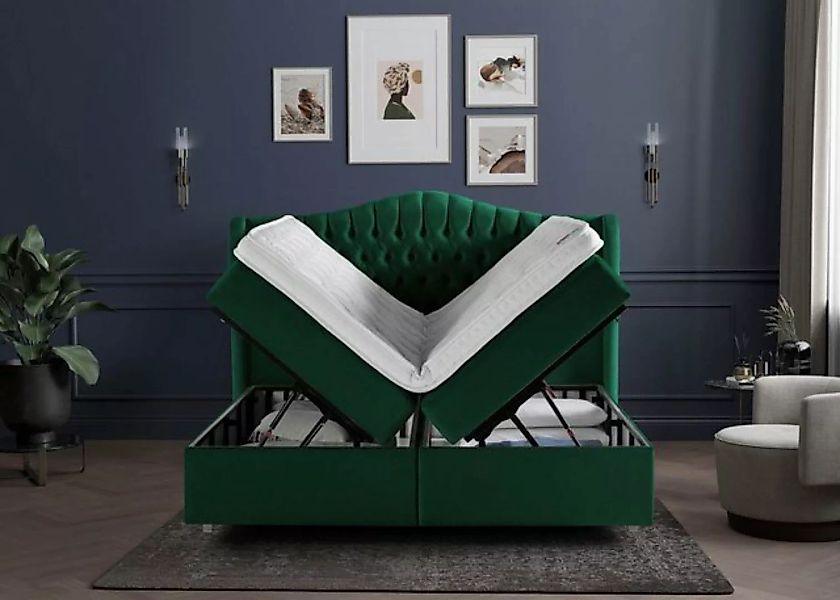 BettCo Stauraumbett Maison (in Smaragd Samt, 200 x 200 cm), XXL Bettkasten günstig online kaufen