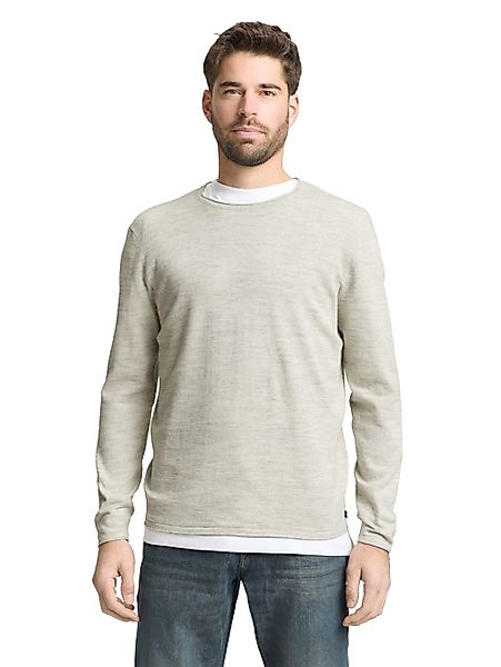 Tom Tailor Herren Rundhals Pullover SPACE DYE KNIT - Regular Fit günstig online kaufen