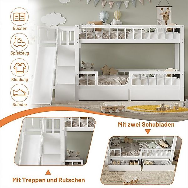 XDeer Kinderbett Hausbett mit Rutsche und Treppen 2 Schubladen magnetischer günstig online kaufen