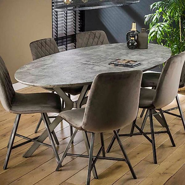 Ovaler Esszimmertisch in Beton Grau Loft Design günstig online kaufen