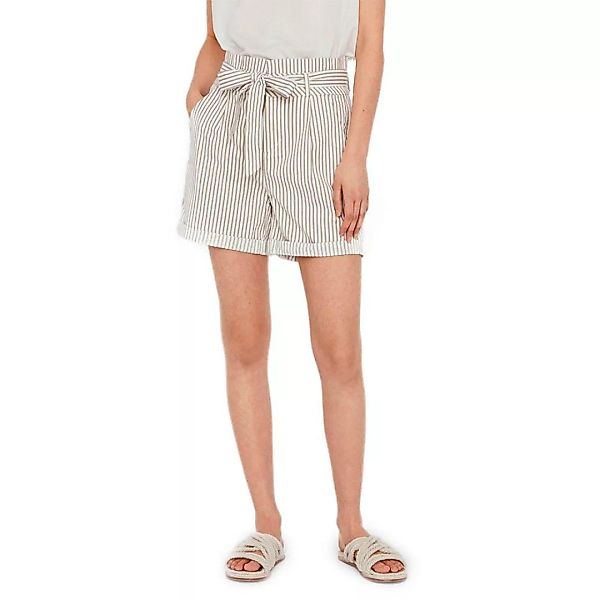Vero Moda Eva Paperbag Cot Shorts Hosen XL Snow White / Stripes Silver Mink günstig online kaufen
